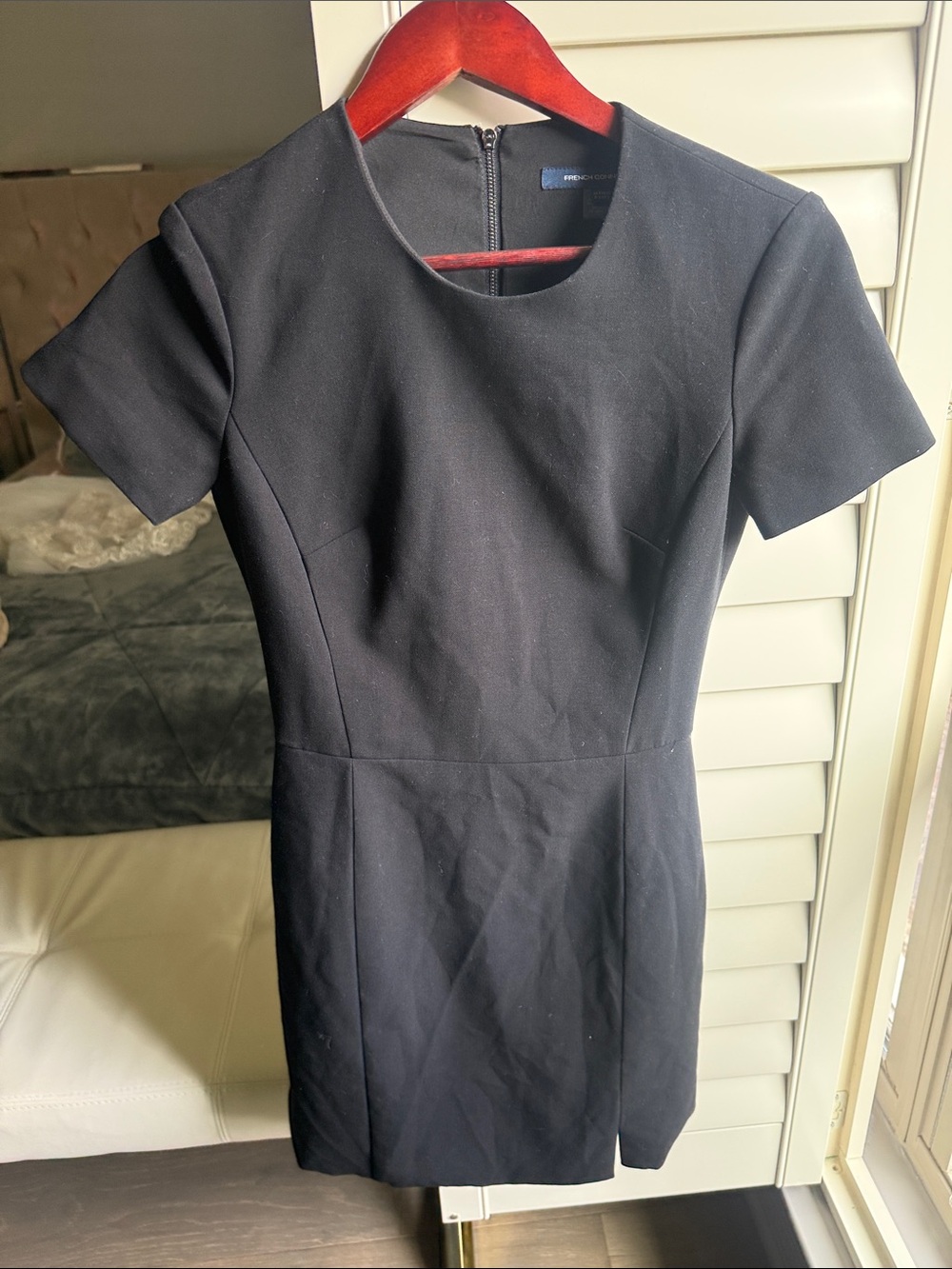 French Connection Black Short Sleeve Sheath Dress